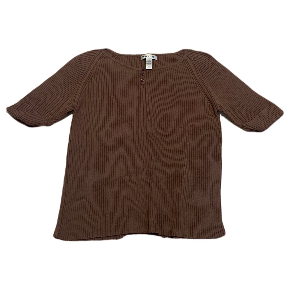 💜 Parkhurst Made in Canada Brown Ribbed Knit Top L/G